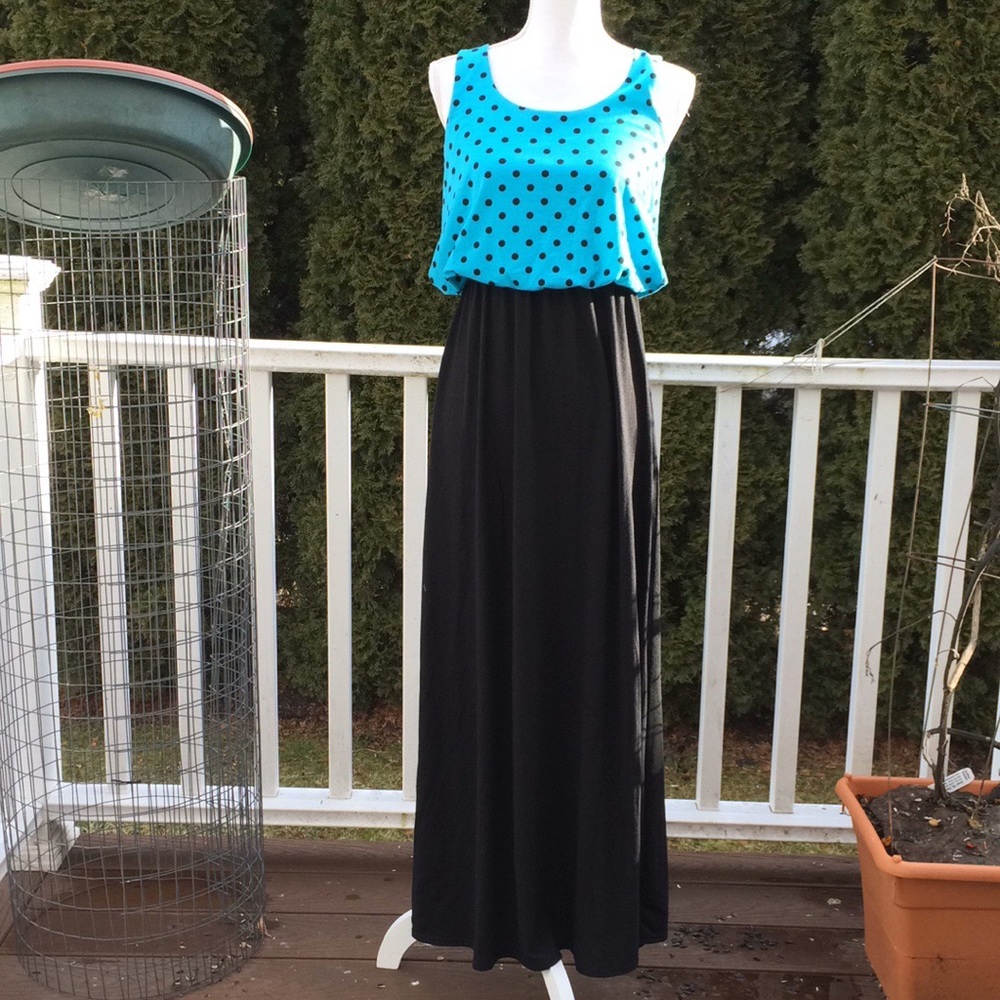 Maxi Dress - Turquoise and Black